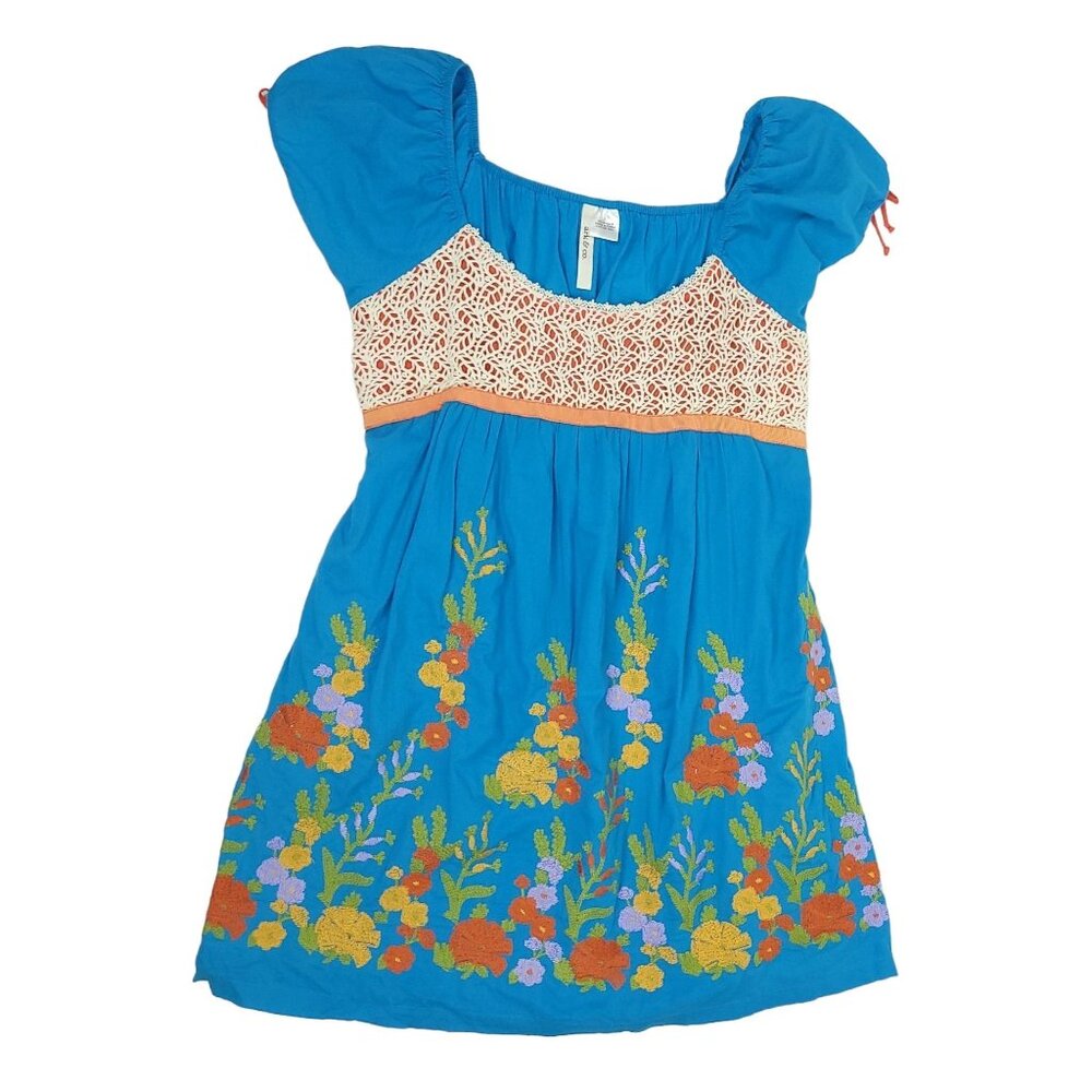 Ark & Co Peasant Cottage Core Dress Womens Size L Cotton Floral Embroidered